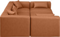 Meridian Furniture - Cube 108" Cognac Vegan Leather Upholstered 6pc. Sectional - 668Cognac-Sec6C - GreatFurnitureDeal