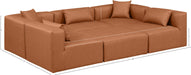 Meridian Furniture - Cube 108" Cognac Vegan Leather Upholstered 6pc. Sectional - 668Cognac-Sec6C - GreatFurnitureDeal