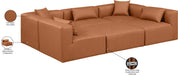 Meridian Furniture - Cube 108" Cognac Vegan Leather Upholstered 6pc. Sectional - 668Cognac-Sec6C - GreatFurnitureDeal
