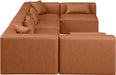 Meridian Furniture - Cube 144" Cognac Vegan Leather Upholstered 6pc. Sectional - 668Cognac-Sec6D - GreatFurnitureDeal