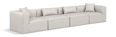 Meridian Furniture - Cube 144" Cream Vegan Leather Upholstered 4pc. Sofa - 668Cream-S144B - GreatFurnitureDeal