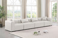 Meridian Furniture - Cube 144" Cream Vegan Leather Upholstered 4pc. Sofa - 668Cream-S144B - GreatFurnitureDeal