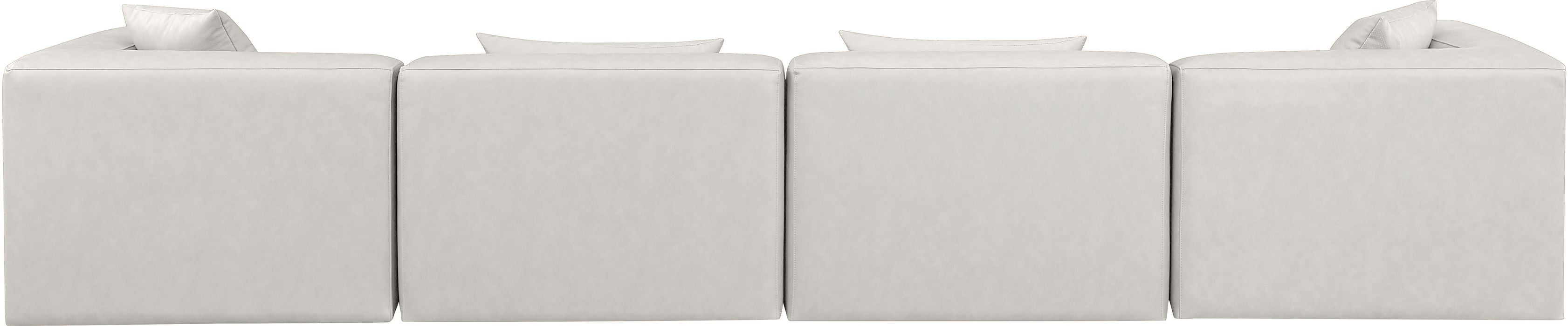 Meridian Furniture - Cube 144" Cream Vegan Leather Upholstered 4pc. Sofa - 668Cream-S144B - GreatFurnitureDeal