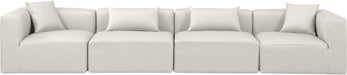Meridian Furniture - Cube 144" Cream Vegan Leather Upholstered 4pc. Sofa - 668Cream-S144B - GreatFurnitureDeal