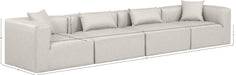 Meridian Furniture - Cube 144" Cream Vegan Leather Upholstered 4pc. Sofa - 668Cream-S144B - GreatFurnitureDeal