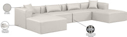 Meridian Furniture - Cube 144" Cream Vegan Leather Upholstered 6pc. Sectional - 668Cream-Sec6B - GreatFurnitureDeal