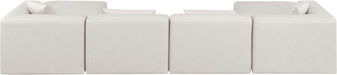 Meridian Furniture - Cube 144" Cream Vegan Leather Upholstered 6pc. Sectional - 668Cream-Sec6B - GreatFurnitureDeal