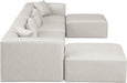 Meridian Furniture - Cube 144" Cream Vegan Leather Upholstered 6pc. Sectional - 668Cream-Sec6B - GreatFurnitureDeal