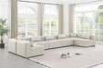 Meridian Furniture - Cube 180" Cream Vegan Leather Upholstered 7pc. Sectional - 668Cream-Sec7B - GreatFurnitureDeal