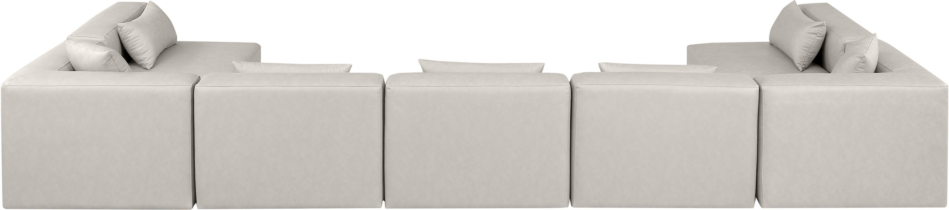 Meridian Furniture - Cube 180" Cream Vegan Leather Upholstered 7pc. Sectional - 668Cream-Sec7B - GreatFurnitureDeal