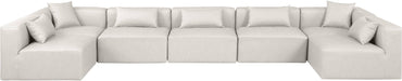 Meridian Furniture - Cube 180" Cream Vegan Leather Upholstered 7pc. Sectional - 668Cream-Sec7B - GreatFurnitureDeal