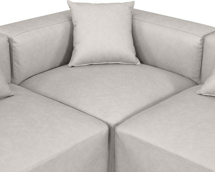 Meridian Furniture - Cube 180" Cream Vegan Leather Upholstered 7pc. Sectional - 668Cream-Sec7B - GreatFurnitureDeal