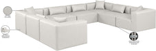 Meridian Furniture - Cube 144" Cream Vegan Leather Upholstered 8pc. Sectional - 668Cream-Sec8A - GreatFurnitureDeal