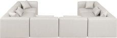 Meridian Furniture - Cube 144" Cream Vegan Leather Upholstered 8pc. Sectional - 668Cream-Sec8A - GreatFurnitureDeal