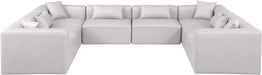 Meridian Furniture - Cube 144" Cream Vegan Leather Upholstered 8pc. Sectional - 668Cream-Sec8A - GreatFurnitureDeal