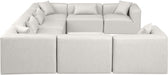 Meridian Furniture - Cube 144" Cream Vegan Leather Upholstered 8pc. Sectional - 668Cream-Sec8A - GreatFurnitureDeal