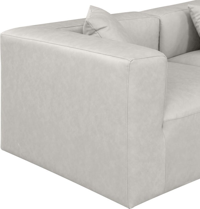 Meridian Furniture - Cube 144" Cream Vegan Leather Upholstered 8pc. Sectional - 668Cream-Sec8A - GreatFurnitureDeal