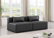 Meridian Furniture - Cube 72" Charcoal Vegan Leather Upholstered 2pc. Armless Sofa - 668Grey-S72A - GreatFurnitureDeal