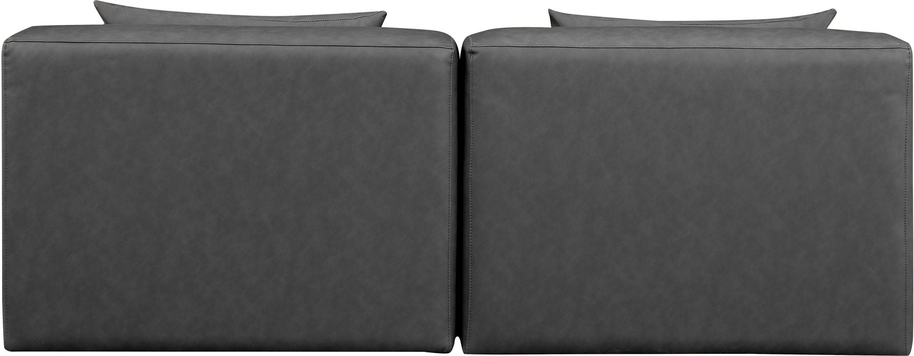Meridian Furniture - Cube 72" Charcoal Vegan Leather Upholstered 2pc. Armless Sofa - 668Grey-S72A - GreatFurnitureDeal