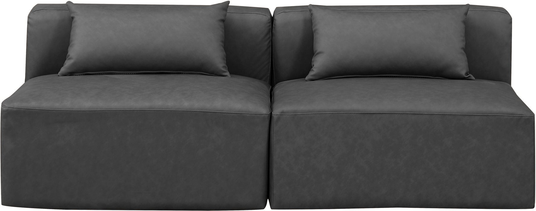 Meridian Furniture - Cube 72" Charcoal Vegan Leather Upholstered 2pc. Armless Sofa - 668Grey-S72A - GreatFurnitureDeal