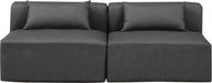Meridian Furniture - Cube 72" Charcoal Vegan Leather Upholstered 2pc. Armless Sofa - 668Grey-S72A - GreatFurnitureDeal