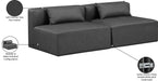 Meridian Furniture - Cube 72" Charcoal Vegan Leather Upholstered 2pc. Armless Sofa - 668Grey-S72A - GreatFurnitureDeal