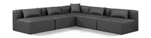 Meridian Furniture - Cube 108" Charcoal Vegan Leather Upholstered 5pc. Sectional - 668Grey-Sec5B - GreatFurnitureDeal