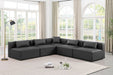 Meridian Furniture - Cube 108" Charcoal Vegan Leather Upholstered 5pc. Sectional - 668Grey-Sec5B - GreatFurnitureDeal