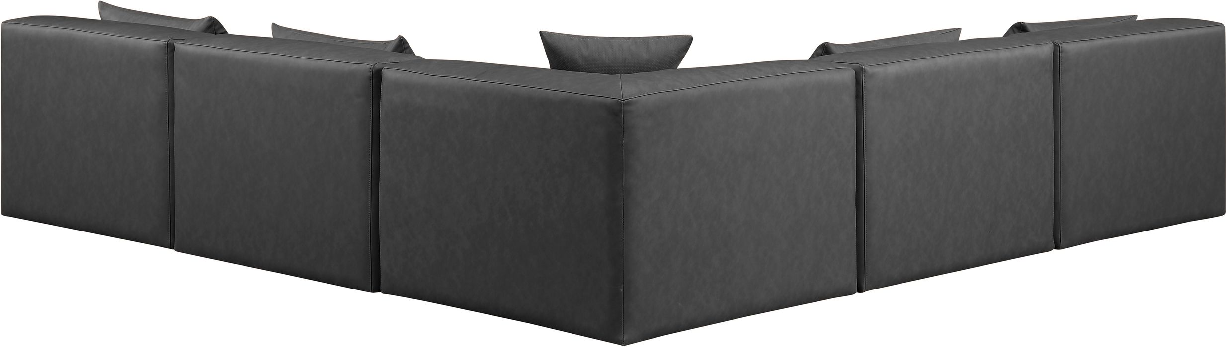 Meridian Furniture - Cube 108" Charcoal Vegan Leather Upholstered 5pc. Sectional - 668Grey-Sec5B - GreatFurnitureDeal