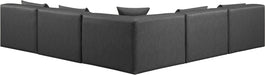 Meridian Furniture - Cube 108" Charcoal Vegan Leather Upholstered 5pc. Sectional - 668Grey-Sec5B - GreatFurnitureDeal