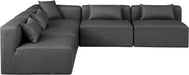 Meridian Furniture - Cube 108" Charcoal Vegan Leather Upholstered 5pc. Sectional - 668Grey-Sec5B - GreatFurnitureDeal