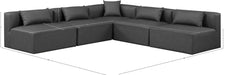 Meridian Furniture - Cube 108" Charcoal Vegan Leather Upholstered 5pc. Sectional - 668Grey-Sec5B - GreatFurnitureDeal