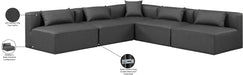 Meridian Furniture - Cube 108" Charcoal Vegan Leather Upholstered 5pc. Sectional - 668Grey-Sec5B - GreatFurnitureDeal