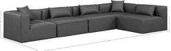Meridian Furniture - Cube 144" Charcoal Vegan Leather Upholstered 5pc. Sectional - 668Grey-Sec5D - GreatFurnitureDeal
