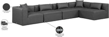 Meridian Furniture - Cube 144" Charcoal Vegan Leather Upholstered 5pc. Sectional - 668Grey-Sec5D - GreatFurnitureDeal
