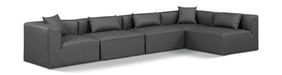 Meridian Furniture - Cube 144" Charcoal Vegan Leather Upholstered 5pc. Sectional - 668Grey-Sec5D - GreatFurnitureDeal