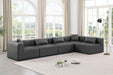 Meridian Furniture - Cube 144" Charcoal Vegan Leather Upholstered 5pc. Sectional - 668Grey-Sec5D - GreatFurnitureDeal