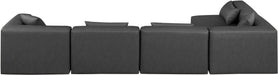 Meridian Furniture - Cube 144" Charcoal Vegan Leather Upholstered 5pc. Sectional - 668Grey-Sec5D - GreatFurnitureDeal