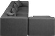 Meridian Furniture - Cube 144" Charcoal Vegan Leather Upholstered 5pc. Sectional - 668Grey-Sec5D - GreatFurnitureDeal