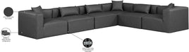 Meridian Furniture - Cube 144" Charcoal Vegan Leather Upholstered 6pc. Sectional - 668Grey-Sec6A - GreatFurnitureDeal