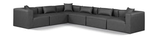 Meridian Furniture - Cube 144" Charcoal Vegan Leather Upholstered 6pc. Sectional - 668Grey-Sec6A - GreatFurnitureDeal