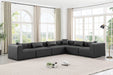 Meridian Furniture - Cube 144" Charcoal Vegan Leather Upholstered 6pc. Sectional - 668Grey-Sec6A - GreatFurnitureDeal