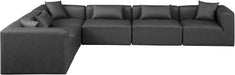 Meridian Furniture - Cube 144" Charcoal Vegan Leather Upholstered 6pc. Sectional - 668Grey-Sec6A - GreatFurnitureDeal