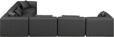 Meridian Furniture - Cube 144" Charcoal Vegan Leather Upholstered 6pc. Sectional - 668Grey-Sec6A - GreatFurnitureDeal
