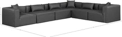 Meridian Furniture - Cube 144" Charcoal Vegan Leather Upholstered 6pc. Sectional - 668Grey-Sec6A - GreatFurnitureDeal