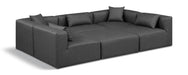 Meridian Furniture - Cube 108" Charcoal Vegan Leather Upholstered 6pc. Sectional - 668Grey-Sec6C - GreatFurnitureDeal