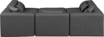 Meridian Furniture - Cube 108" Charcoal Vegan Leather Upholstered 6pc. Sectional - 668Grey-Sec6C - GreatFurnitureDeal