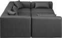 Meridian Furniture - Cube 108" Charcoal Vegan Leather Upholstered 6pc. Sectional - 668Grey-Sec6C - GreatFurnitureDeal