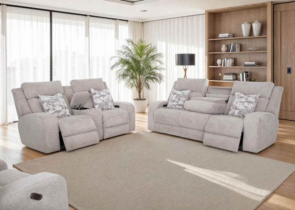 Franklin Furniture - 668 Logan 3 Piece Power Reclining Sofa Set in Dolby Storm - 66847-62-66835-62-6568-30-STORM - GreatFurnitureDeal