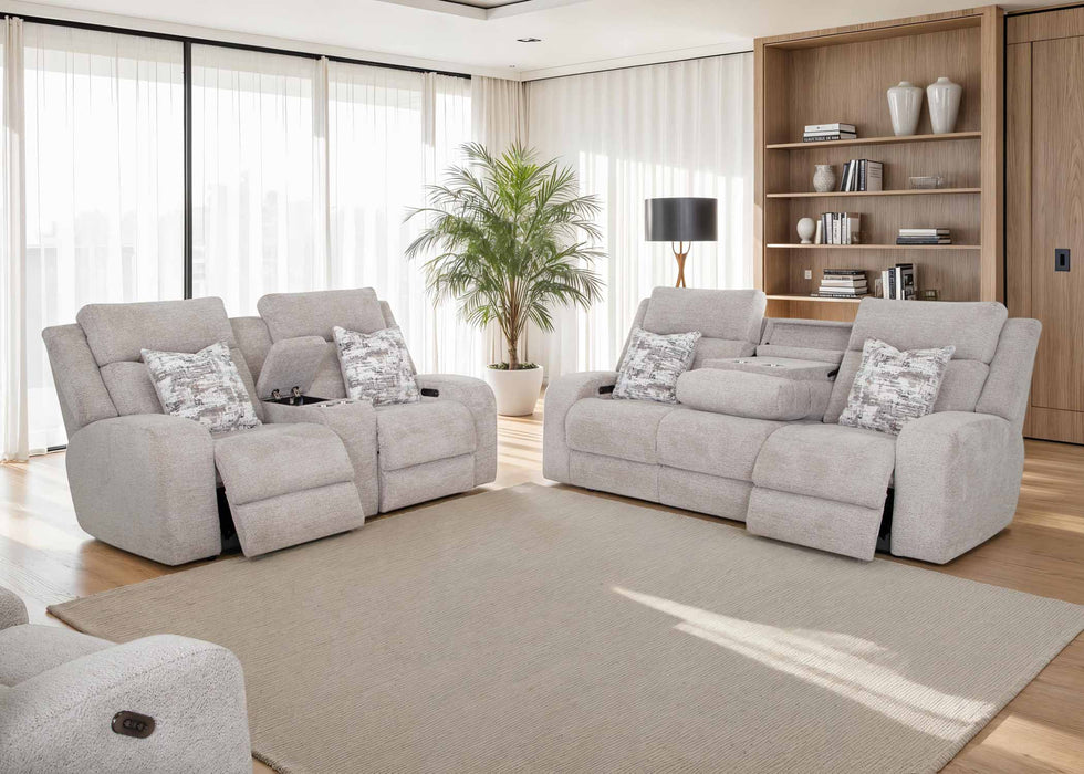 Franklin Furniture - 668 Logan Power Reclining Console Loveseat w/ Dual Seat AIR MASSAGE w/Integrated USB-A/C in Dolby Storm - 66835-62-STORM